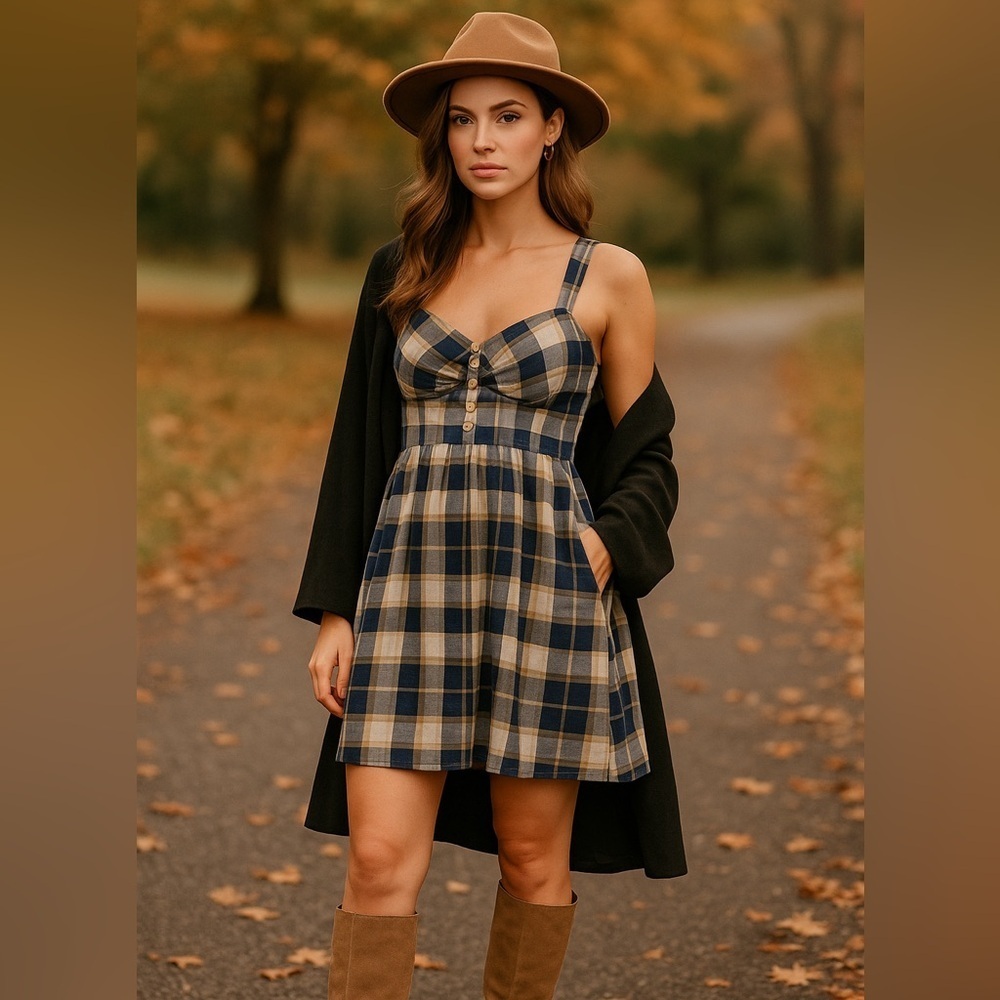Aeropostale Plaid Halter Dress - Size Medium - Picture 13 of 16